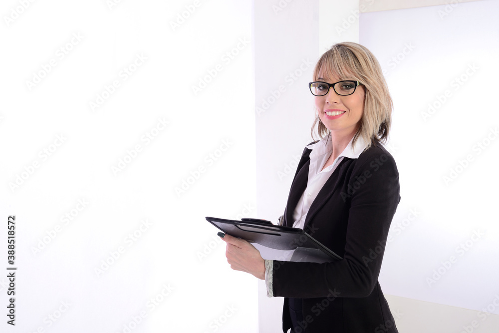 Adorable and young businesswoman taking note Adorable and young businesswoman taking note