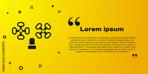 Black Water tap icon isolated on yellow background. Vector.