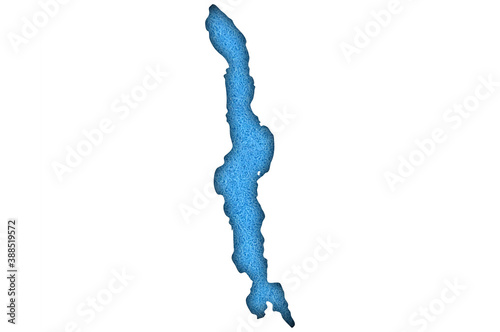 Karte Malawisee auf blauem Filz