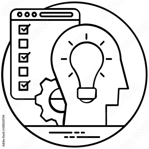 
A human brain with marked sheet and gears depicting problem solving concept 
