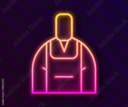 Glowing neon line Barista icon isolated on black background. Vector Illustration.