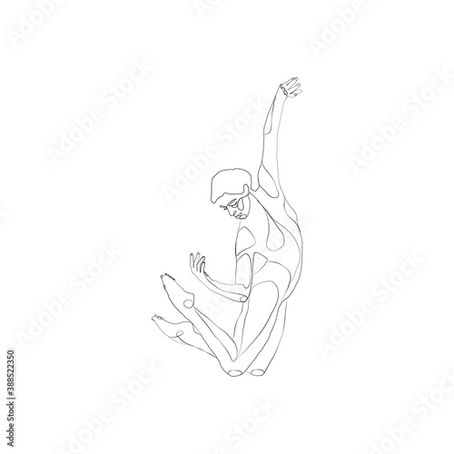 SINGLE-LINE DRAWING: Dancer on Knees (4). This hand-drawn, continuous, line illustration is part of a collection inspired by the drawings of Picasso. Each gesture sketch was created by hand.