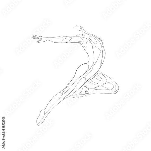 SINGLE-LINE DRAWING  Dancer  5.  This hand-drawn  continuous  line illustration is part of a collection inspired by the drawings of Picasso. Each gesture sketch was created by hand.