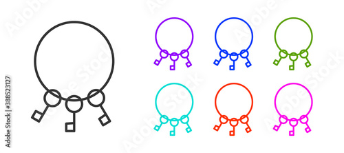 Black line Bunch of keys icon isolated on white background. Set icons colorful. Vector Illustration.
