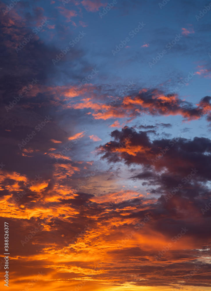 red sunset sky vertical in the evening 