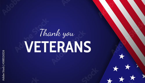 Thank you veterans! Card or banner design for Veterans Day with flag elements. - Vector illustration