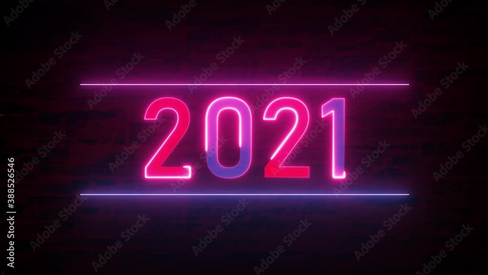 2021 new year. Neon light and flashing led lights abstract background 4K video. 2021 new year. Neon light and flashing led lights abstract background 4K video.