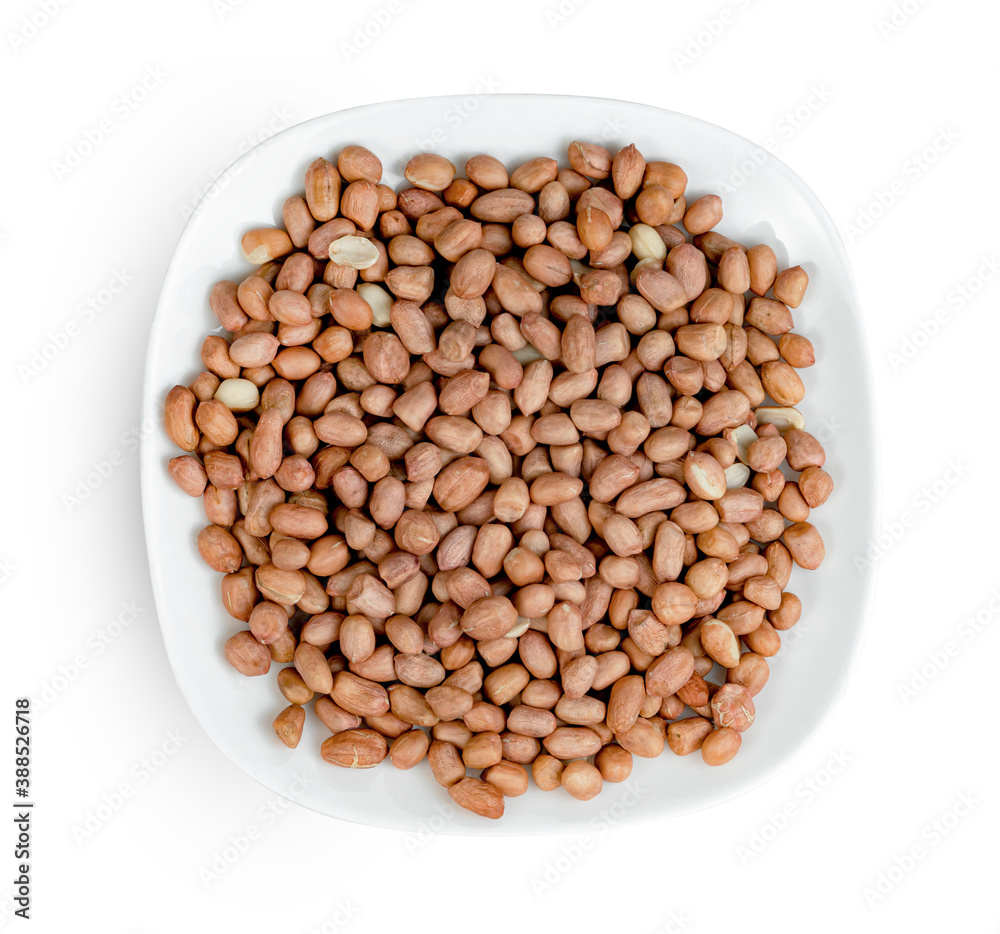 raw peanuts with dish isolated on white background ,include clipping path raw peanuts with dish isolated on white background ,include clipping path