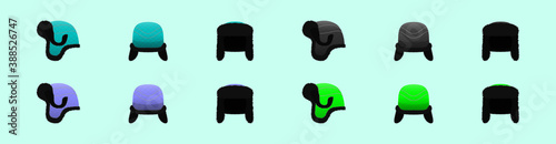 set of fur hat cartoon icon design template with various models. vector illustration isolated on blue background