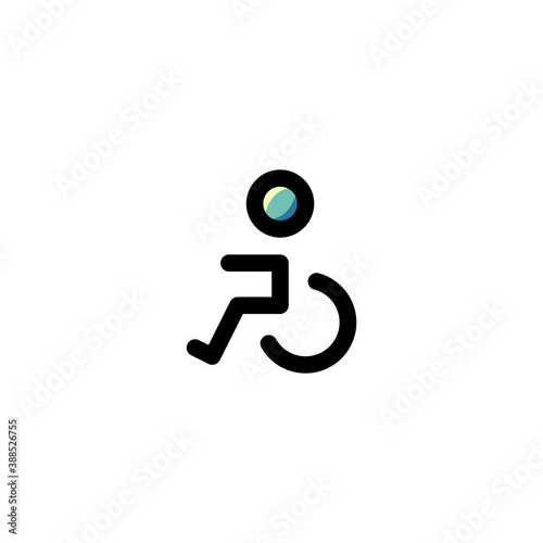 Icon Logo Vector Illustration. Wheelchair Disability Patient People Health Care Clinic Hospital. Outline Style.
