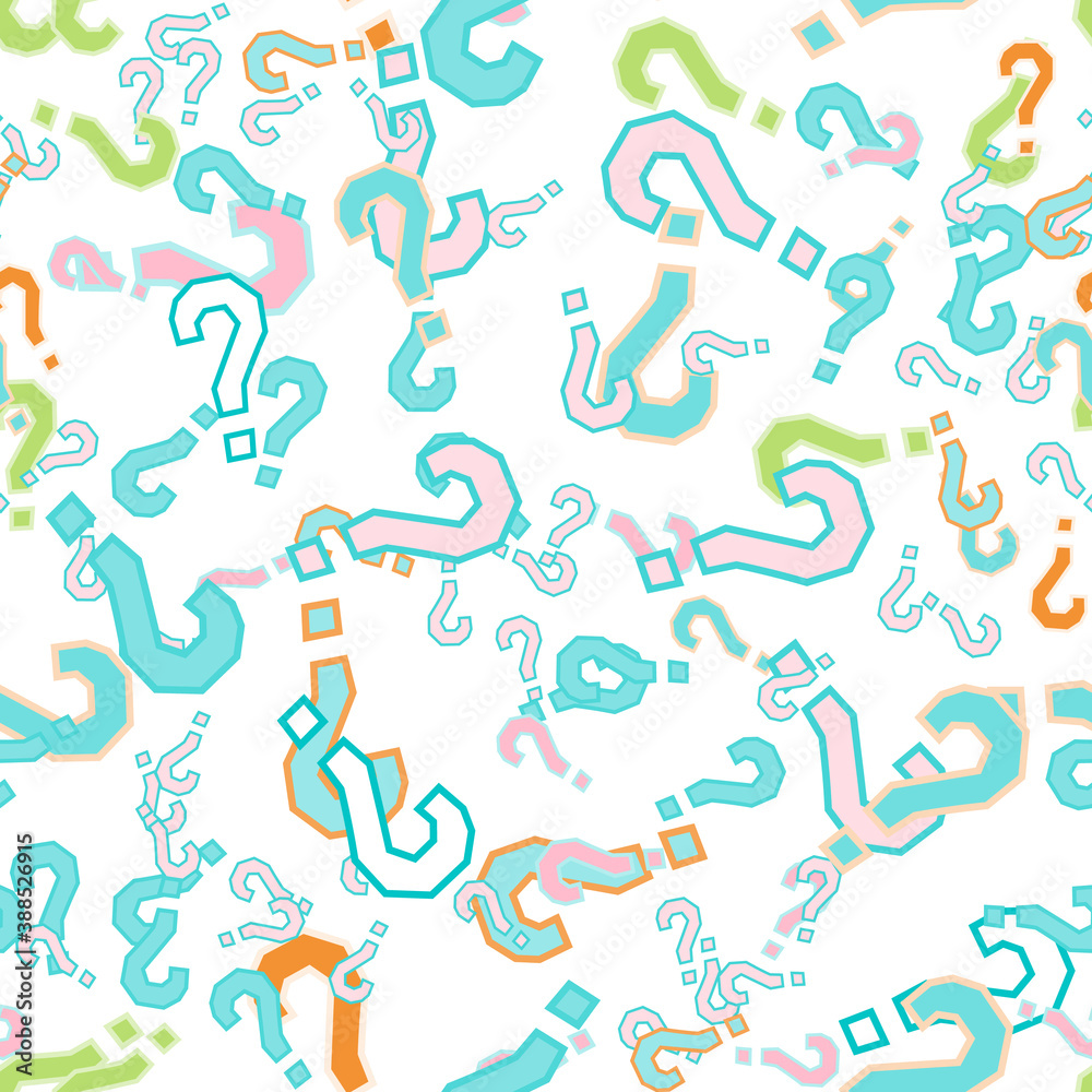 Quiz seamless pattern. Question marks, doubt, faq Quiz seamless pattern. Question marks, doubt, faq