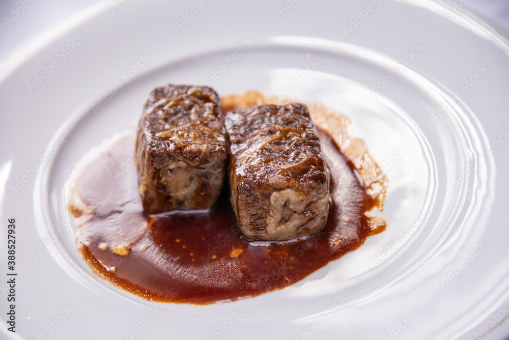 Japanese wagyu beef ribs prepared in wine sauce delicious specialty Japanese wagyu beef ribs prepared in wine sauce delicious specialty