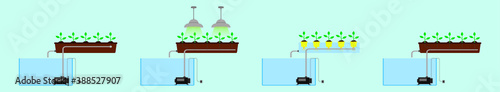 set of hydroponic cartoon icon design template with various models. vector illustration isolated on blue background