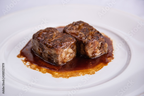 Japanese wagyu beef ribs prepared in wine sauce delicious specialty 
