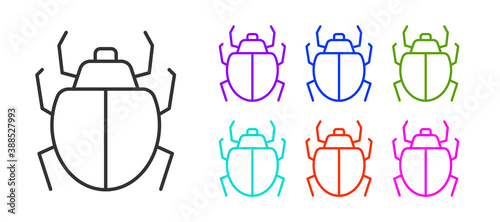 Black line Mite icon isolated on white background. Set icons colorful. Vector.