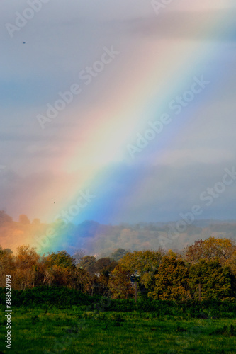 Rainbow Cotswold Countryside Moreton In Marsh Gloucestershire