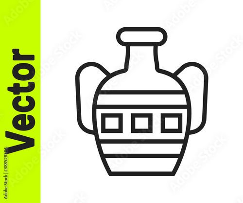 Black line Ancient amphorae icon isolated on white background. Vector.