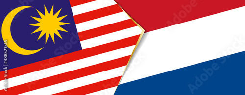 Malaysia and Netherlands flags, two vector flags.