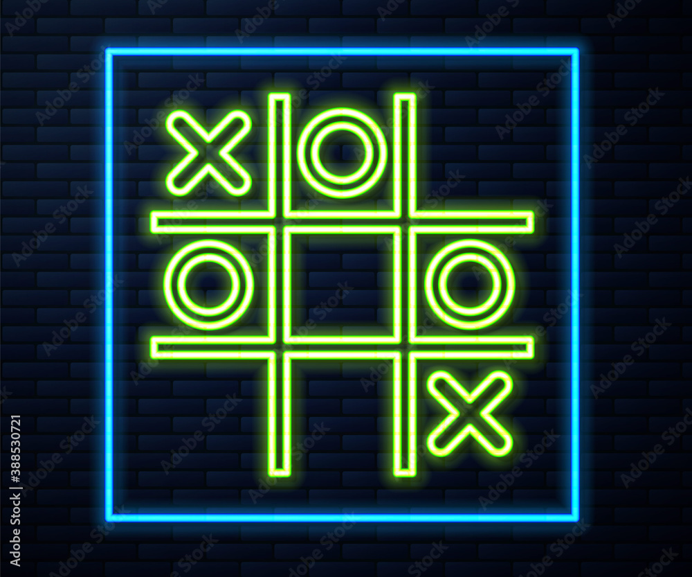 Glowing neon line tic tac toe game icon isolated Vector Image