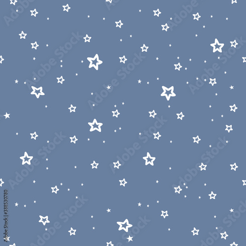 seamless pattern with stars, pastel blue background, small stars drawing