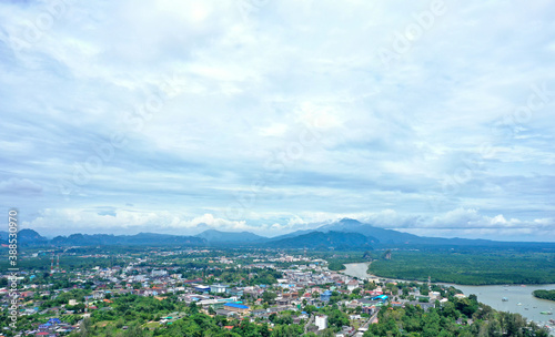 Aerial view city of Krabi Province, Thailand