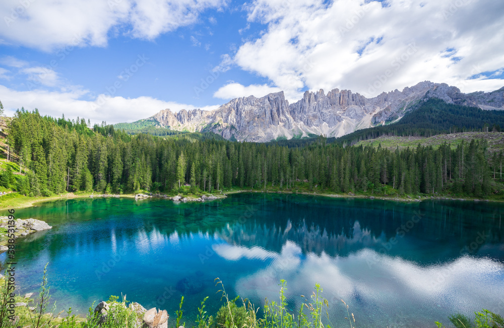 Carezza lake, Dolomites Alps. South Tyrol. Italy Carezza lake, Dolomites Alps. South Tyrol. Italy
