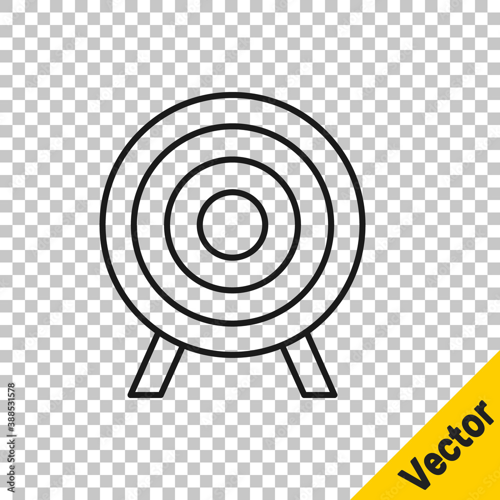 Black line Target sport icon isolated on transparent background. Clean target with numbers for shooting range or shooting. Vector. Black line Target sport icon isolated on transparent background. Clean target with numbers for shooting range or shooting. Vector.