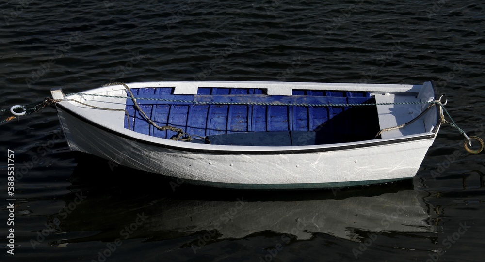 Naklejka premium petit canot breton amarré dans le port