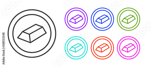 Black line Gold bars icon isolated on white background. Banking business concept. Set icons colorful. Vector.