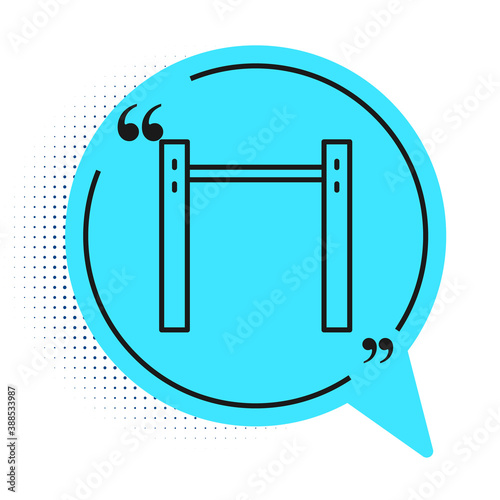 Black line Sport horizontal bar icon isolated on white background. Blue speech bubble symbol. Vector.