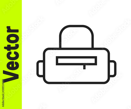 Black line Sport bag icon isolated on white background. Vector.