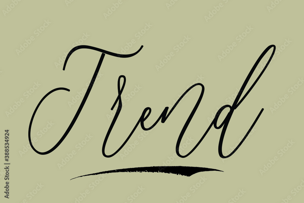 Fototapeta premium Trend Cursive Calligraphy Black Color Text On Light Yellow Background