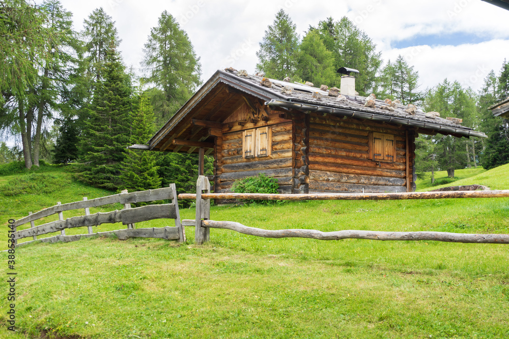 wooden hut and fence in Alpe di Siusi or Seiser Alm, Dolomites Alps, South tyrol, Italy.
wooden hut and fence in Alpe di Siusi or Seiser Alm, Dolomites Alps, South tyrol, Italy.