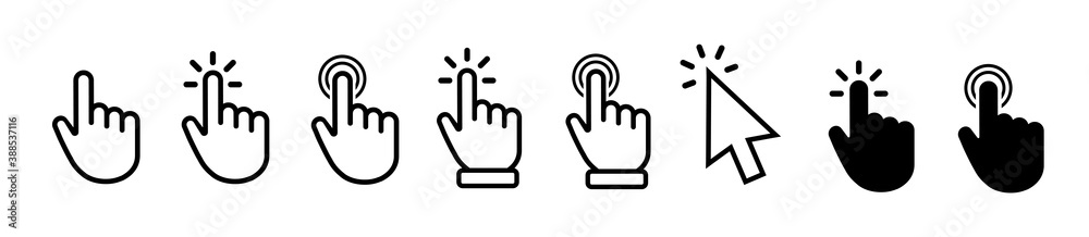 Fototapeta premium Computer mouse click cursor icon set. Cursor icon