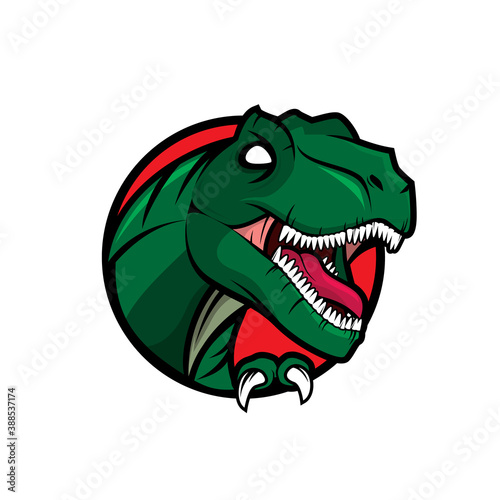 Vector logo  badge  symbol  icon template design with Tyranosaurus Rex Theme 