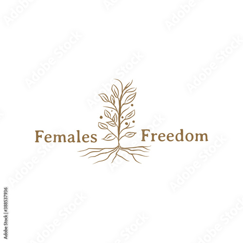 Woman training company logo design incorported with tree icon