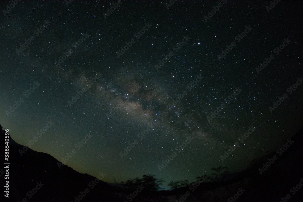 Milky Way with stars shining brightly beautiful at night