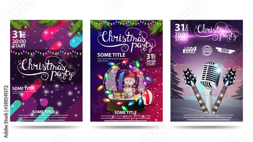 Christmas party, collection of Christmas party posters with stylish design, Christmas and party elements