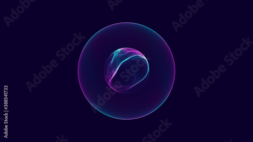 Abstract digital sphere with plasma shape inside. Futuristic 3d particle background illustration