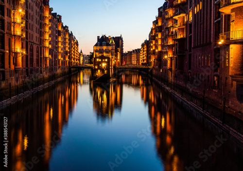 historische Speicherstadt im Hamburger Hafen.