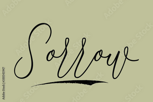 Sorrow Calligraphy Black Color Text On Light Yellow Background