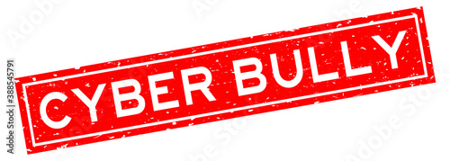Grunge red cyber bully word square rubber seal stamp on white background