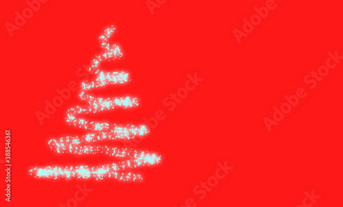 illustration of christmas tree on red background, design greeting card