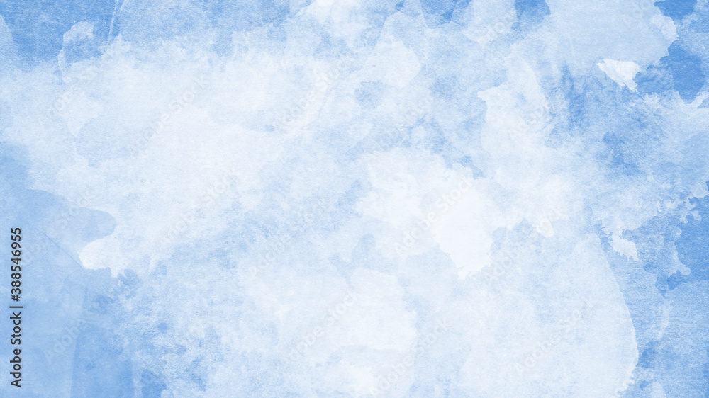 Abstract winter blueand white watercolor background