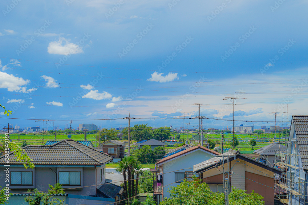 矢切の街並みと青空 矢切の街並みと青空