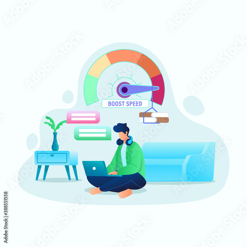 Loading speed boost vector, Internet boost speed vector illustration concept