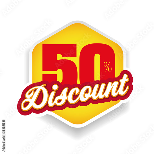 Fifty percent discount label vector