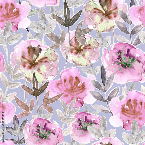 Wallpaper Mural Seamless abstract watercolor floral pattern. Hand drawing background. Fashionable floral design. Background for textile, paper and other print and web projects. Torontodigital.ca