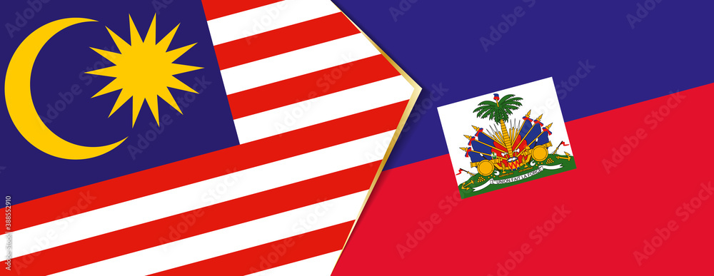 Malaysia and Haiti flags, two vector flags.