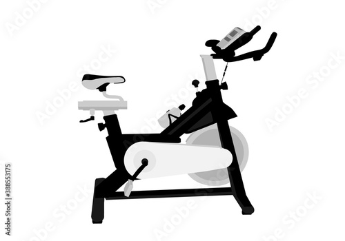 Cycling exercise machine, exercise bike, logo icon. Attribute for home fitness and aerobics exercising. vector illustration.
